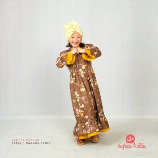 Gamis Anak Remaja Katun Jepang Coklat Motif Bunga Sabia Gamis Anak Remaja Katun Jepang Coklat Motif Bunga Sabia