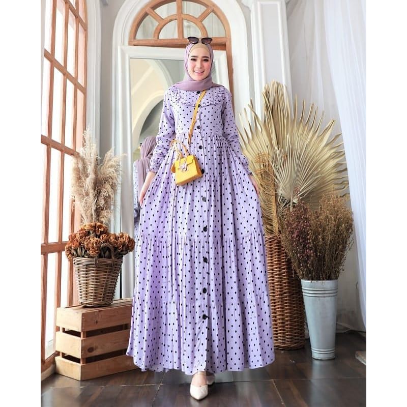 DRESS AMENA POLKA / DRESS POLKADOT / DRESS LILAC / GAMIS LILAC