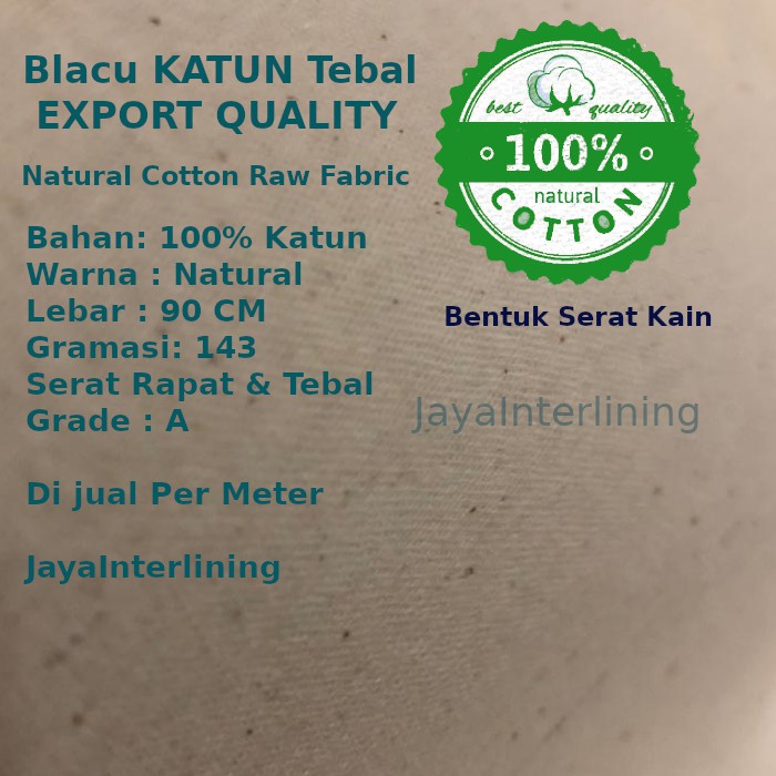 Kain Blacu Belacu Blaco KATUN Tebal 143 grm Lebar 90cm