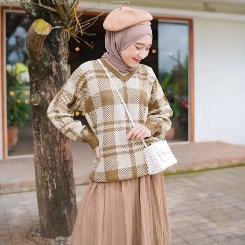 Angelia Vneck Sweater Rajut Wanita Terbaru Switer Korean Style Remaja Cardigan Rajut Tebal Panjang K