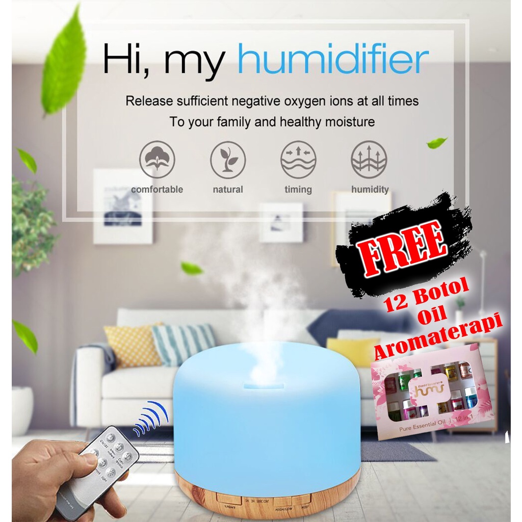 Air Humidifier Diffuser Aromaterapi Oil Remote Disfuser Taffware Aromatherapy Ultrasonic 7 LED Pengharum Ruangan