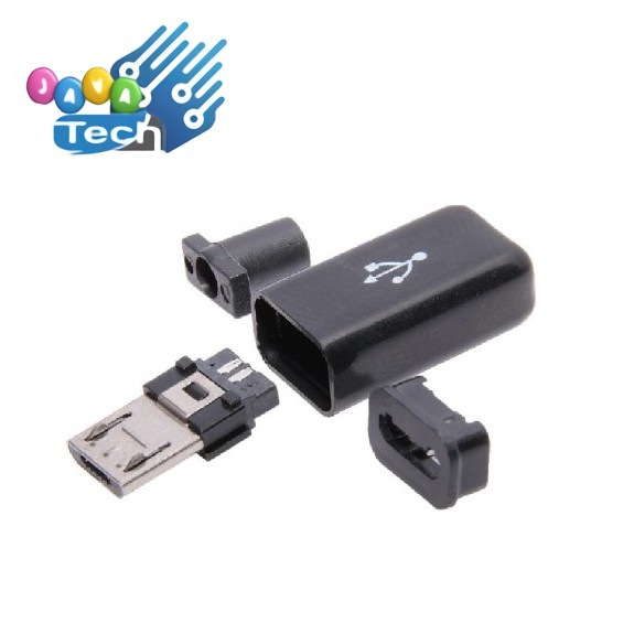 Kepala Konektor Micro USB Male 5 pin Model Colok dengan Cover