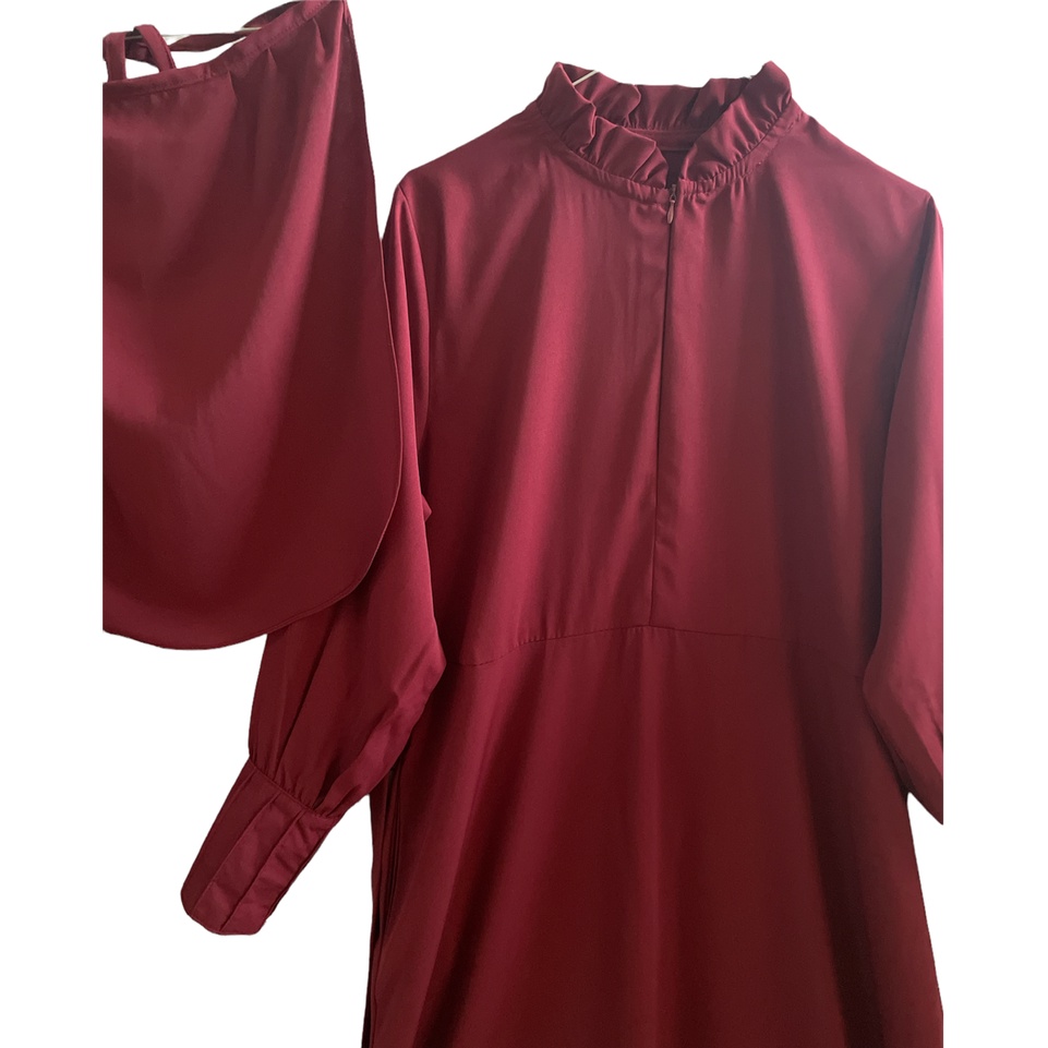 Haura Hijab Syari Gamis Setelan Khimar dan Cadar Meena Set Bahan Woolpeach Lux Size S - XXL-7