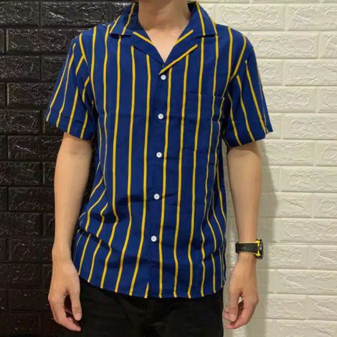 Kemeja Salur Kemeja Stripe Lengan Pendek Cowok Hem Salur Hem Stripe Baju Kemeja Kemeja Pendek M L XL