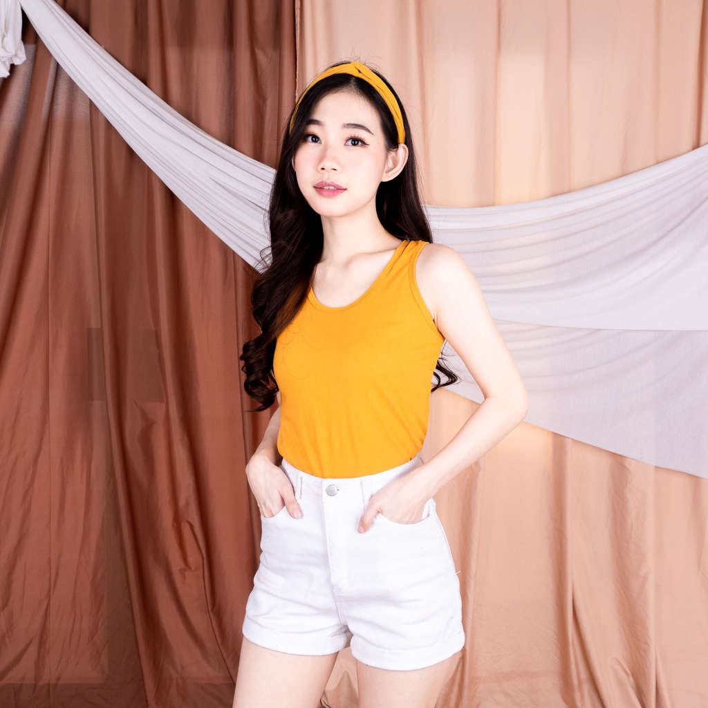 TANGTOP / TANKTOP / TANK TOP Tali Besar L / SINGLET-MUSTARD L