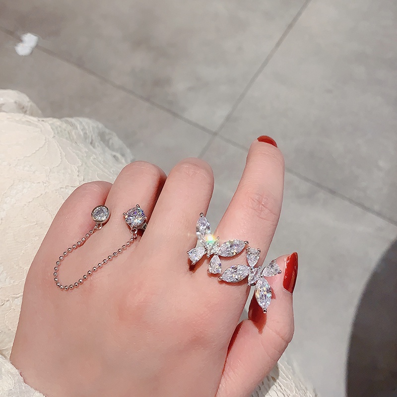 Cincin Rantai Berlian Gaya Retro Harajuku Untuk Aksesoris