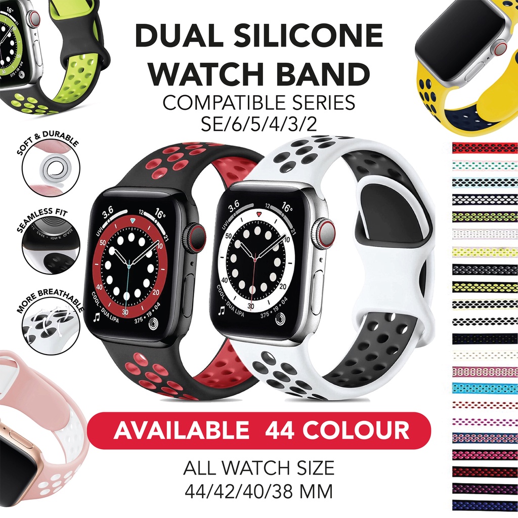 Strap untuk Apple Watch IWO HW 49 45 44 42 41 40 38mm Tali Jam Tangan DUAL SILICONE NIKE Strap Sport Band Premium iWatch series 1 2 3 4 5 6 7 8 9 ULTRA SE