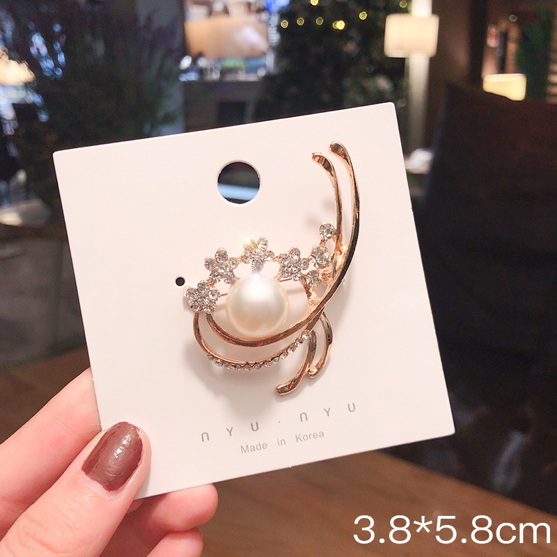 Pink Empress Lucu Korea Mutiara Bros Kepribadian Wanita High-end Korsase Pakaian Tetap Pin Aksesoris Hadiah-6