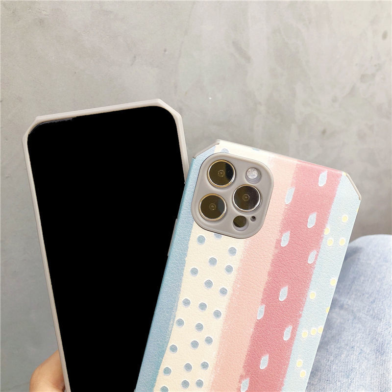 Case Bahan Kulit PU Motif Pelangi Untuk iPhone 12promax 7 8 Plus SE X XS XR XSMAX 11 11promax 12