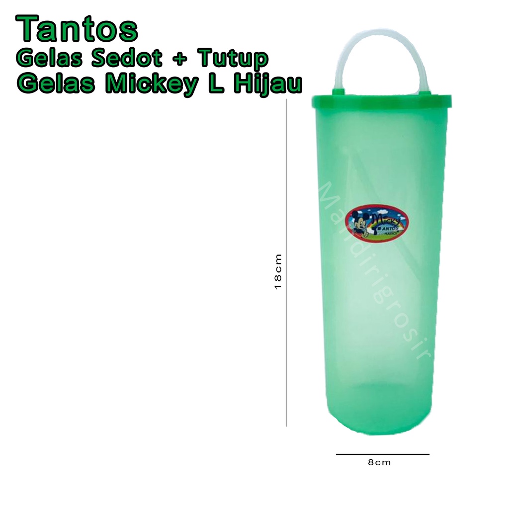 Gelas Sedot+Tutup Mickey L 7203BS * Gelas plastik * Hijau * 500 ml
