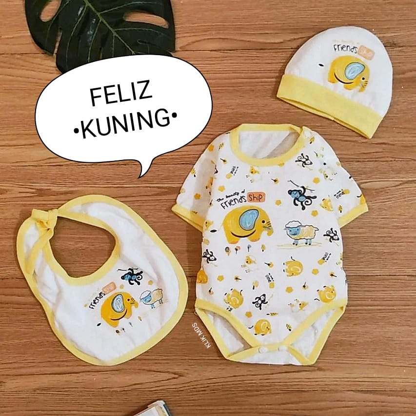 Klik Mds GIft Set Baju Bayi Newborn Feliz Baby 1 Ukuran Usia 0-3 Bulan