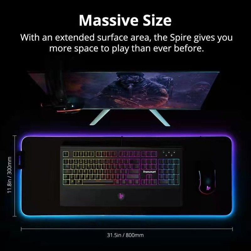 Mouse Pad Gaming Glowing LED High Precision Mousepad RGB XL 80cm*30cm Besar For PC