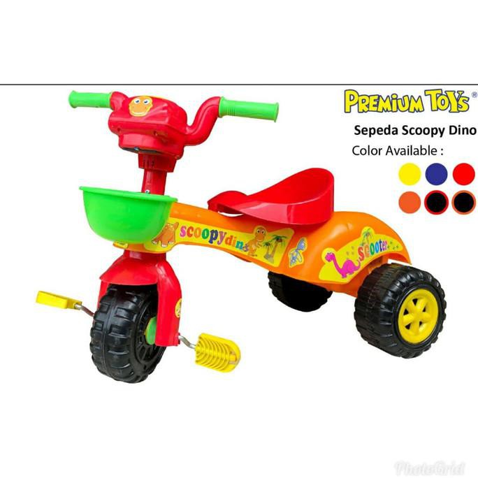 Terbaru  MAINAN ANAK SCOOPY DINO SEPEDA RODA 3 TRICYCLE PREMIUM 17268 MUSIK
