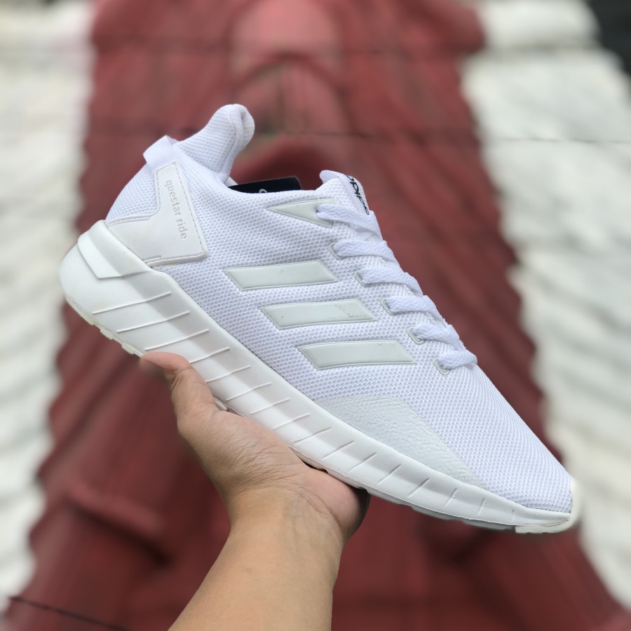 Sepatu Adidas Questar Ride Full White Putih Sneakers Olahraga Kerja Senam Gym Enteng Murah Ringan