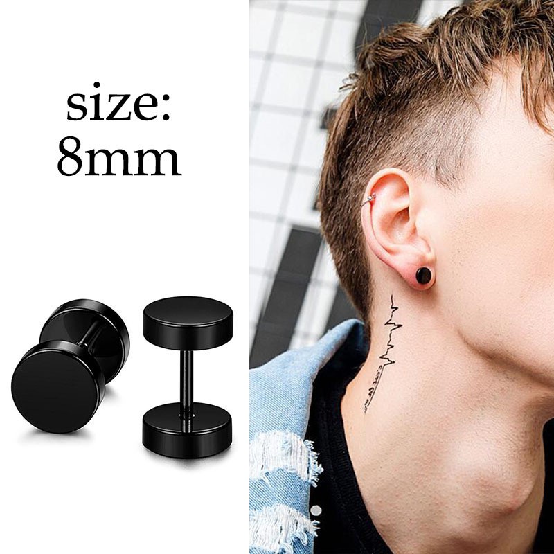 Korean style men's popular single black stainless steel ear buckle earrings men's jewelry