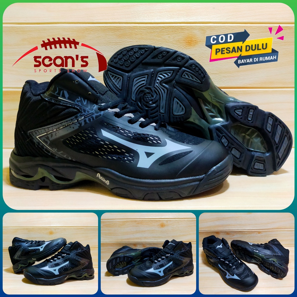 Sepatu Voli Mizuno Wlz 5 Mid Full Black/ Sepatu volly Pria Mizuno Wave Lightning Z 5 Mid Sepatu Mizu