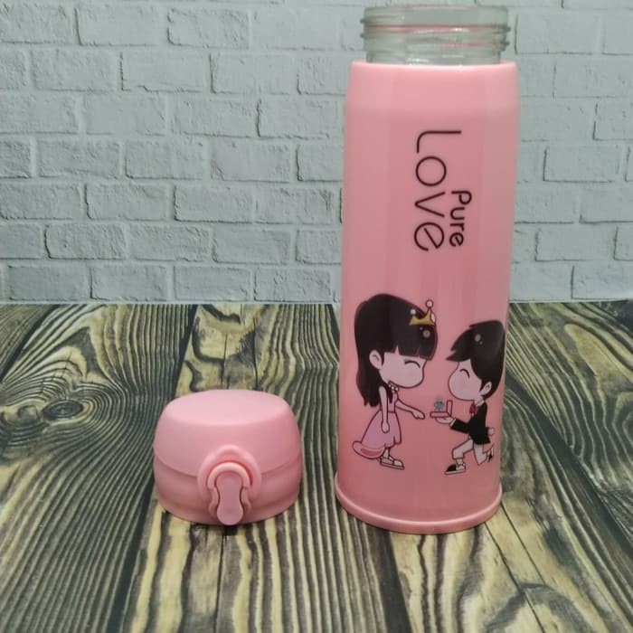 BOTOL MINUM KACA / TERMOS UNIK PURE LOVE 500MLL