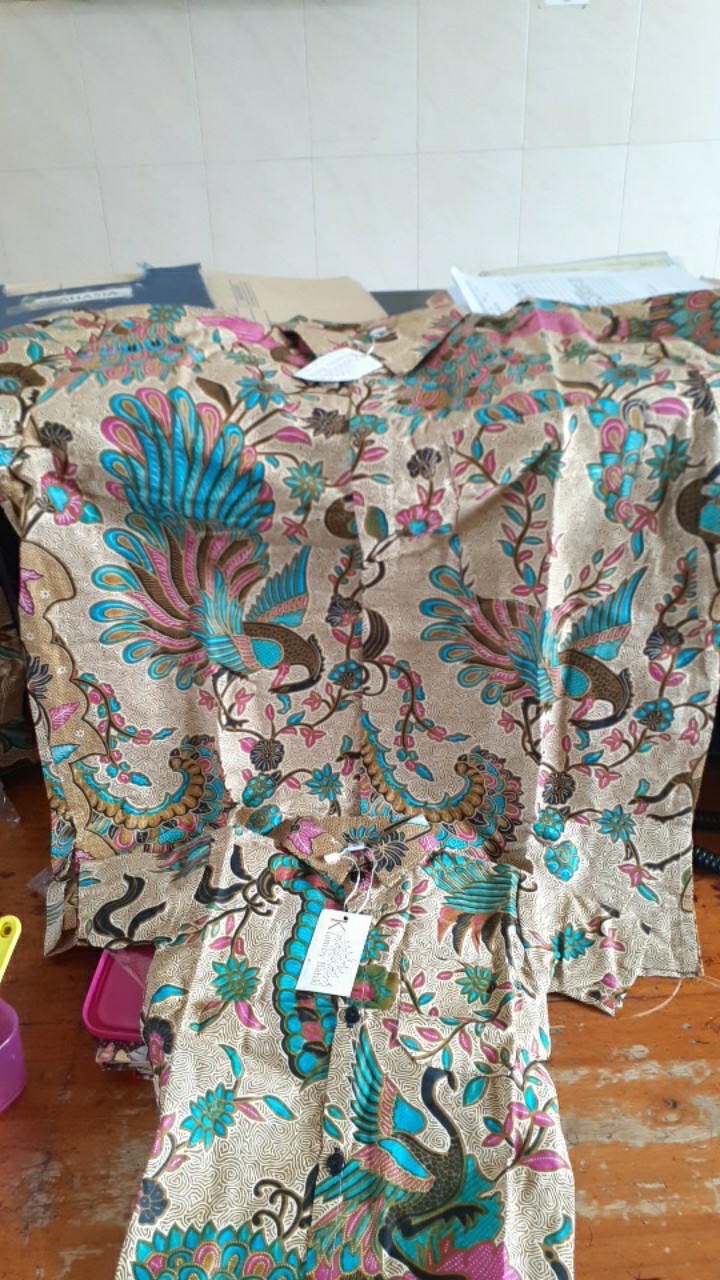 Couple Batik Ayah Anak Motif Merak Size Terlengkap 1-10tahun