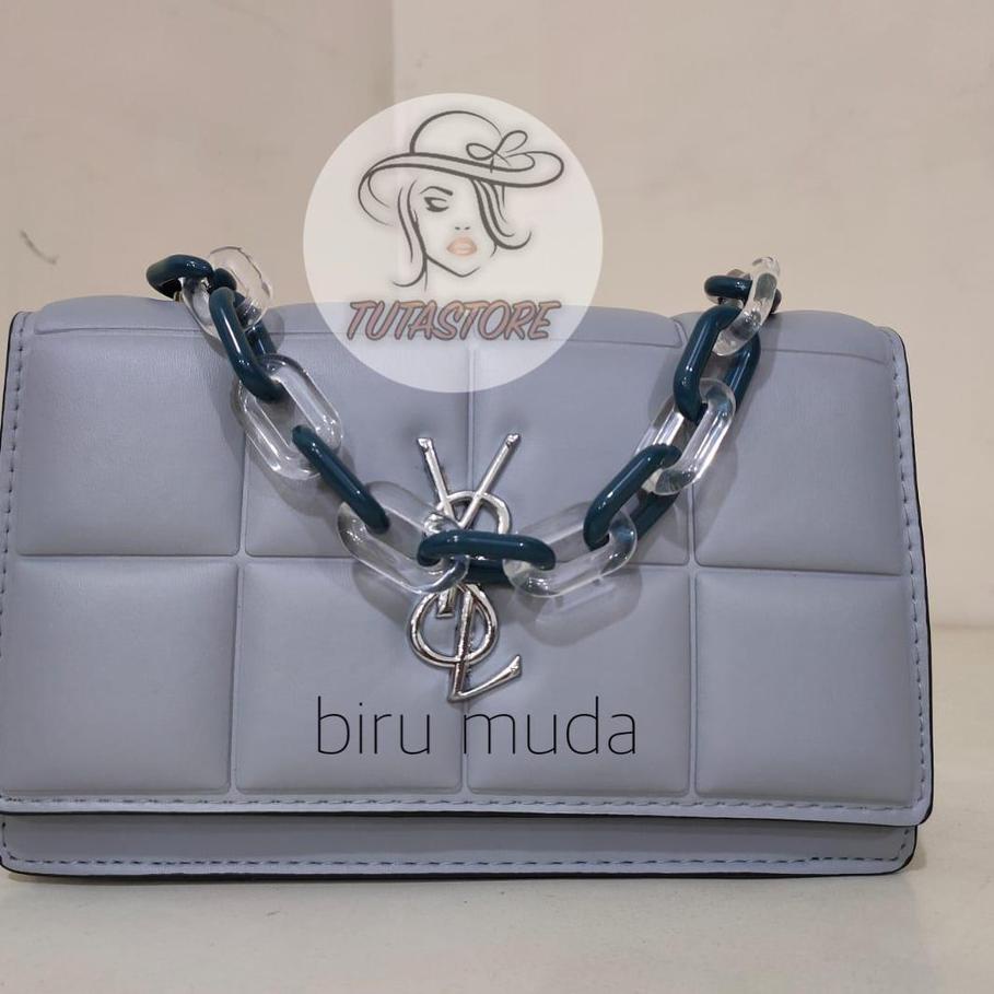 ➤ TAS SELEMPANG WANITA FASHION PU KOTAK RANTAI TRANSPARAN 1168 ☟