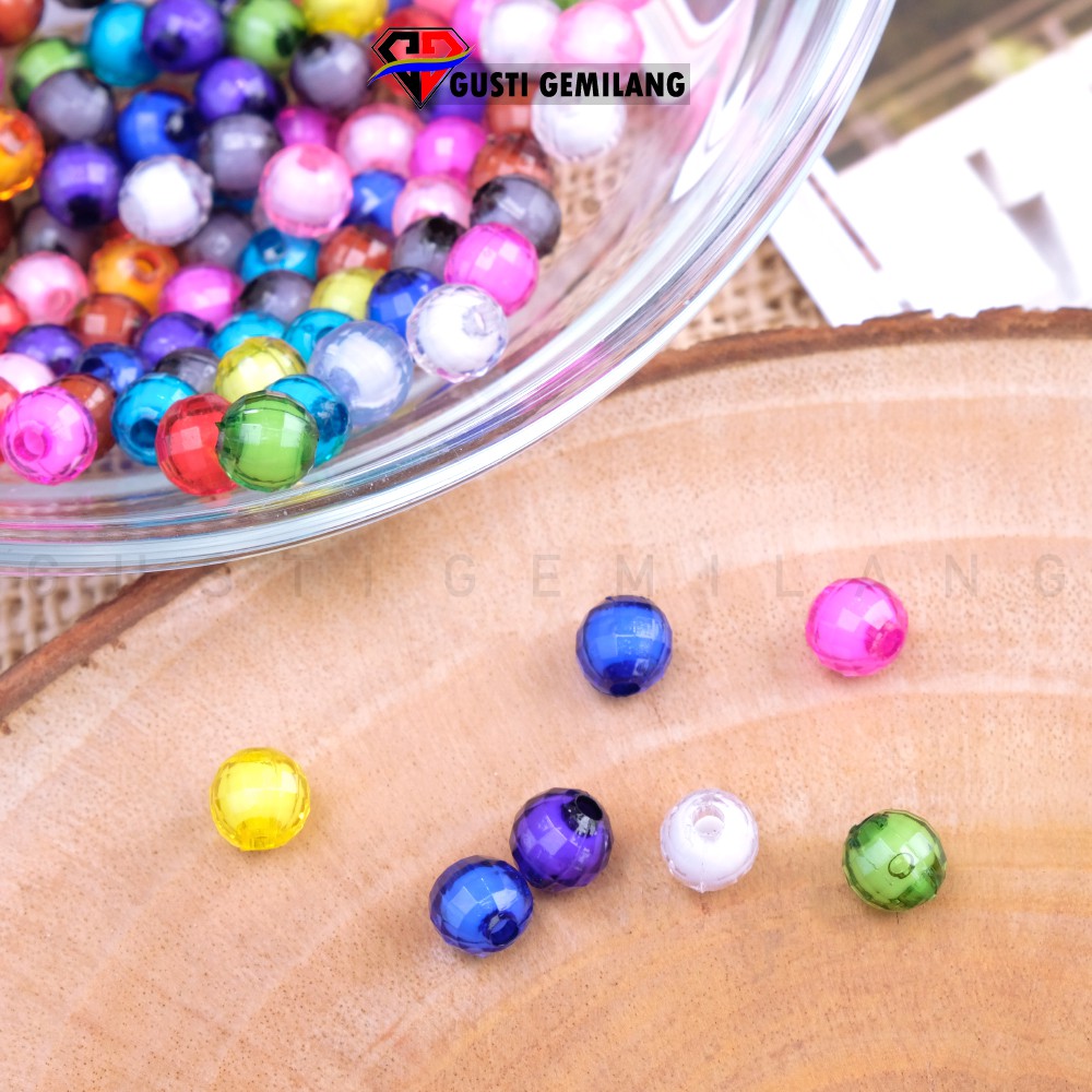 Isi 12pcs Mote Akrilik Bulat Transparan / Mote Akrilik Mutiara