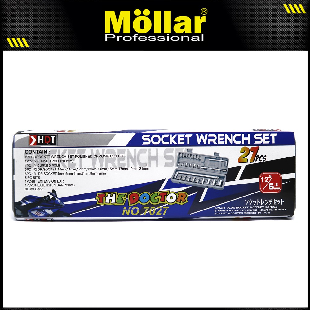 HDT Kunci Sok Set 27 Pcs 4-21 mm Kunci Shock 27pcs Motor Socket Wrench-2
