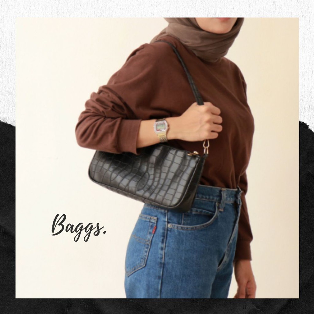 Croco Bag, Shoulder Bag, Tas Bahu Wanita