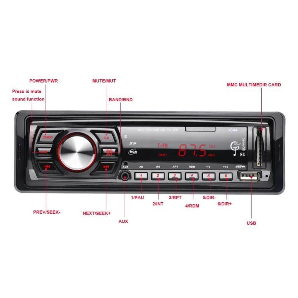 Audio Player Mobil 12V 1Din FM Receiver AUX USB SD Slot