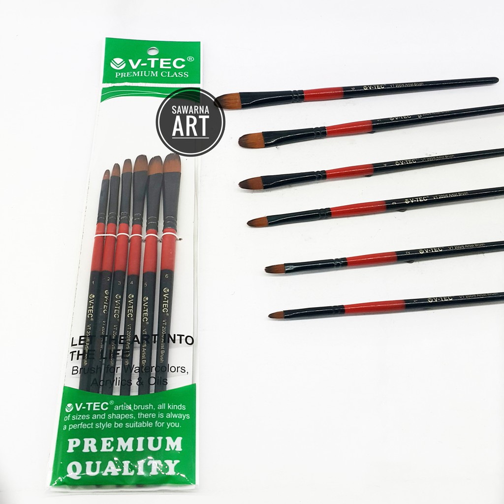 

V-Tec Brush VT-200 Set 6 / Kuas Lukis Set 6