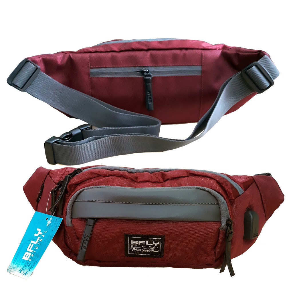BFLY Waitsbag Tas Pinggang Pria Casual Daily STRIKING Maroon Dolby Lotto Original