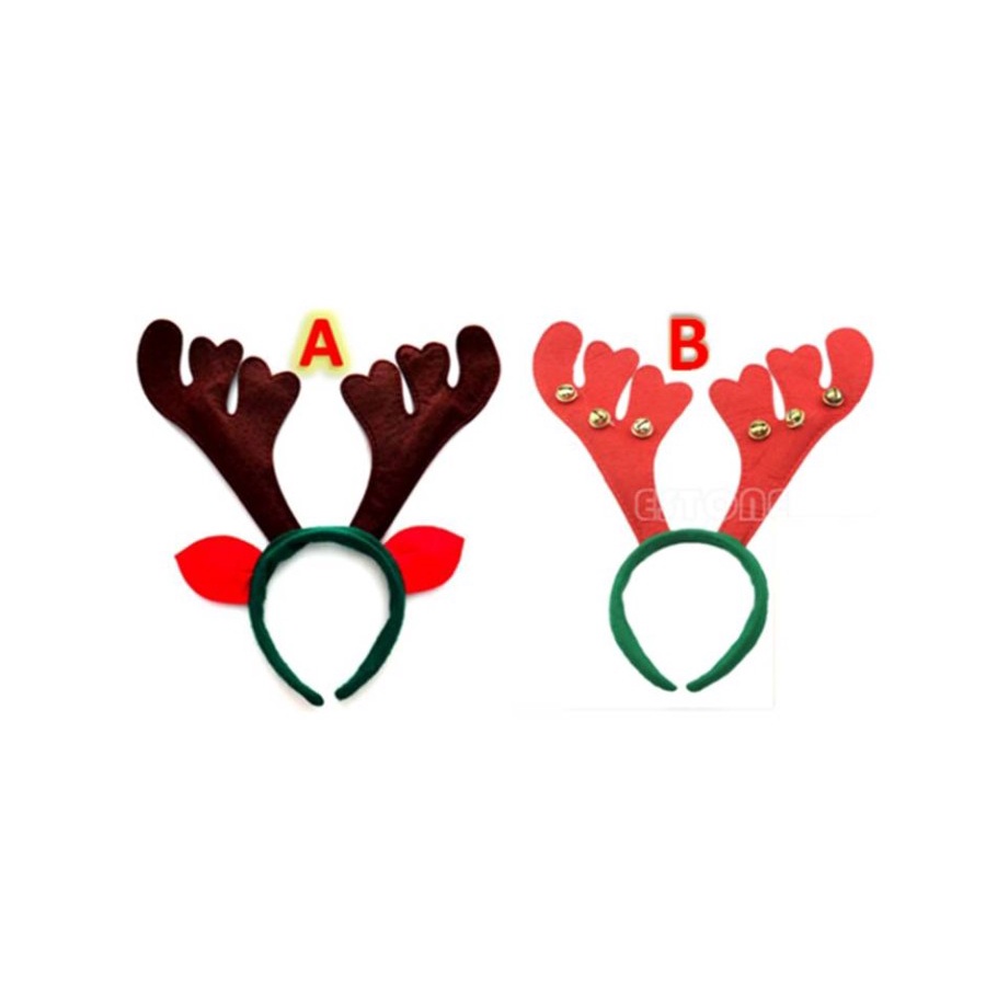 Bando Natal Tanduk Rusa Kuping Merah Bell Lonceng Merry Christmast eve