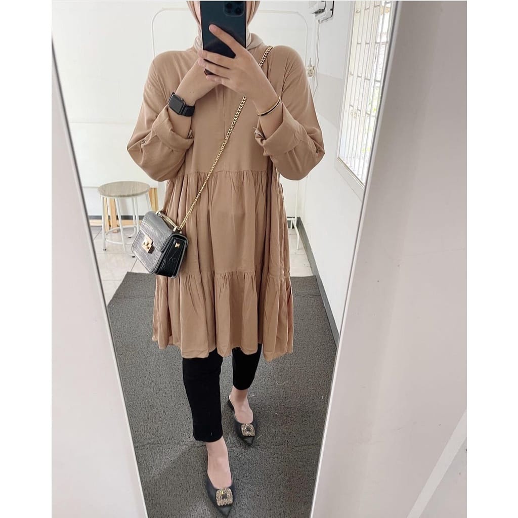 VITA TUNIK RAYON PREMIUM / TUNIK REMPEL SUSUN / TUNIK POLOS / TUNIK JUMBO BUSUI / ATASAN BAJU WANITA