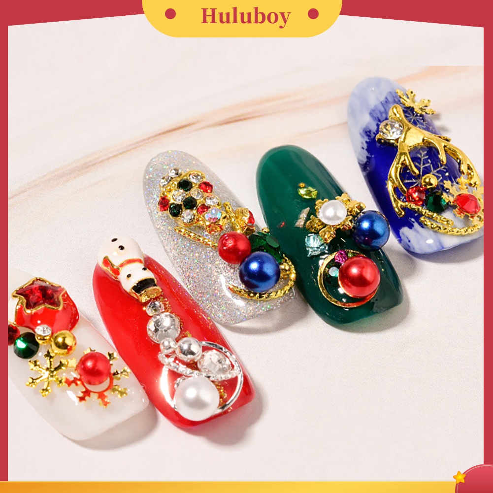 Huluboy Huluboy♡ Dekorasi Nail Art Bentuk Kepingan Salju Natal Bahan Alloy