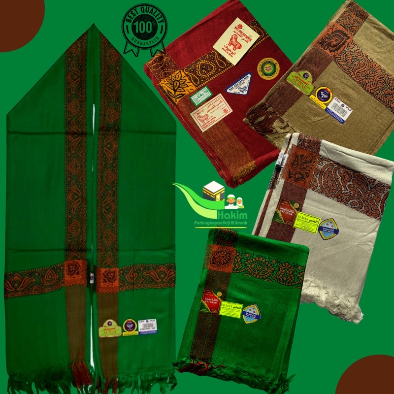 Sorban Kashmiri Hijau | Syal Panjang Import | Shawl Almas | Sorban Santri