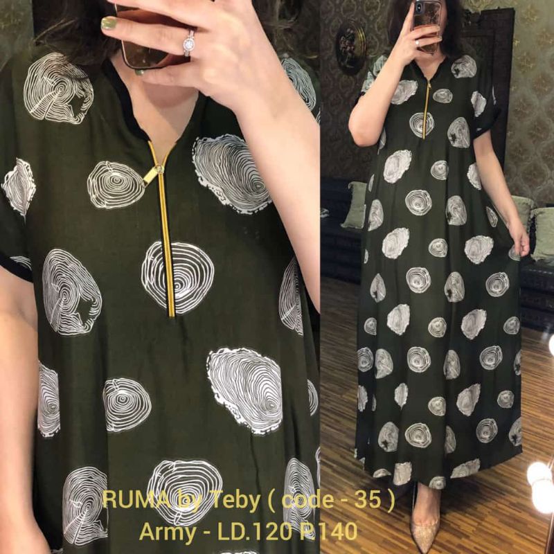 Daster Arab TEBY RUMA Series Dress Rayon Super Originanal Best Seller-Army Code 35