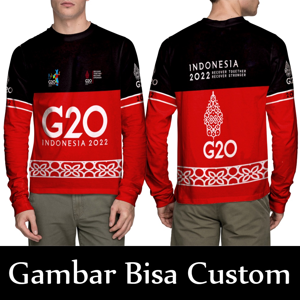 Kaos baju T-shirt Jersey G20 Indonesia Memimpin 2022 / Kaos Tangan Panjang Dewasa Anak G20 Indonesia