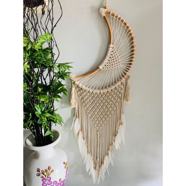 wall decor hiasan dinding bulat dream catcher macrame dekorasi rumah