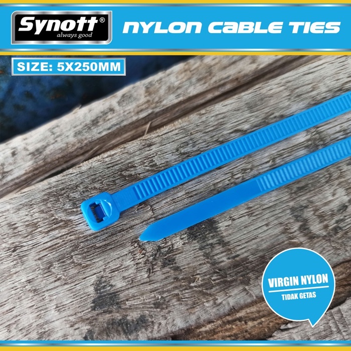 Kabel Tis 250 mm X 5 mm Synott Cable Ties Biru isi 100pcs