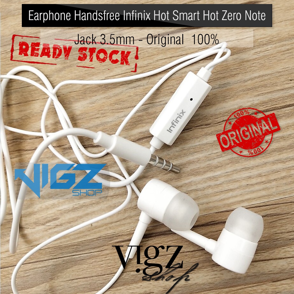 Earphone Handsfree Infinix Hot Smart Hot Zero Note Jack 3.5mm Original 100%