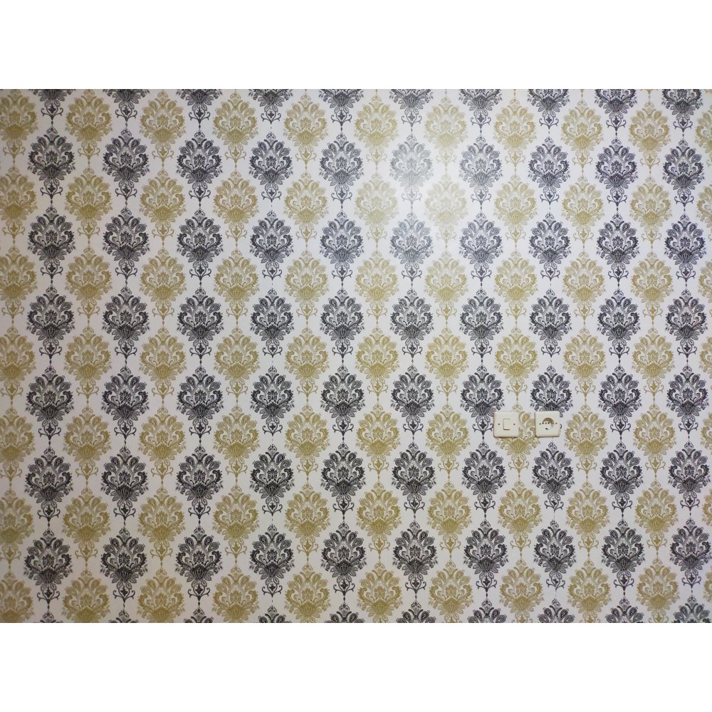 Wallpaper Stiker Dinding Motif Bunga Ungu Dasar Cream / 10Meter Anti Air / Solusi Dekorasi