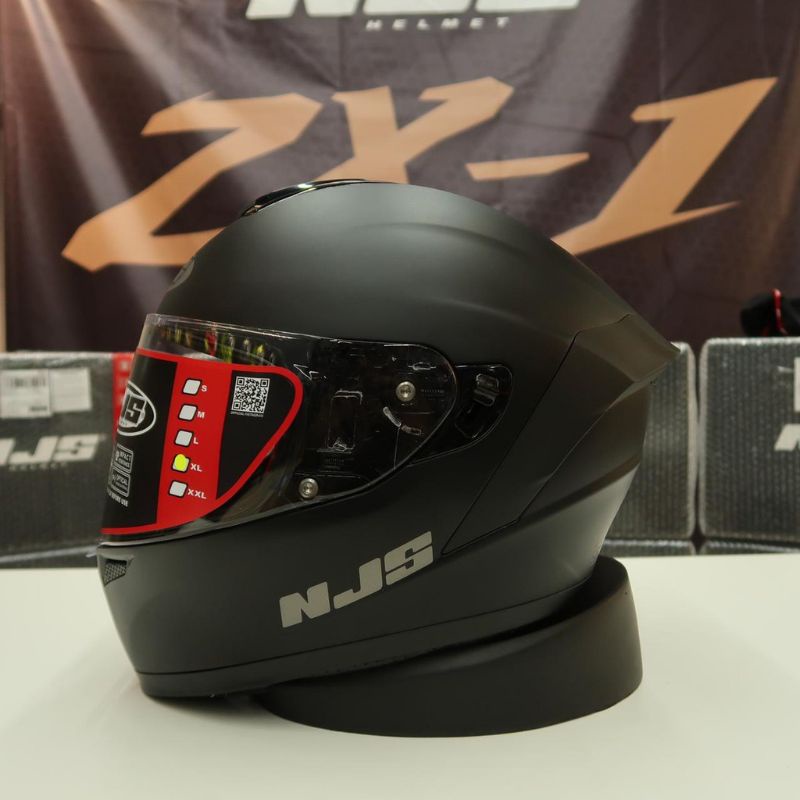 HELM NJS ZX_1 BLAK DOFF PAKET GANTENG