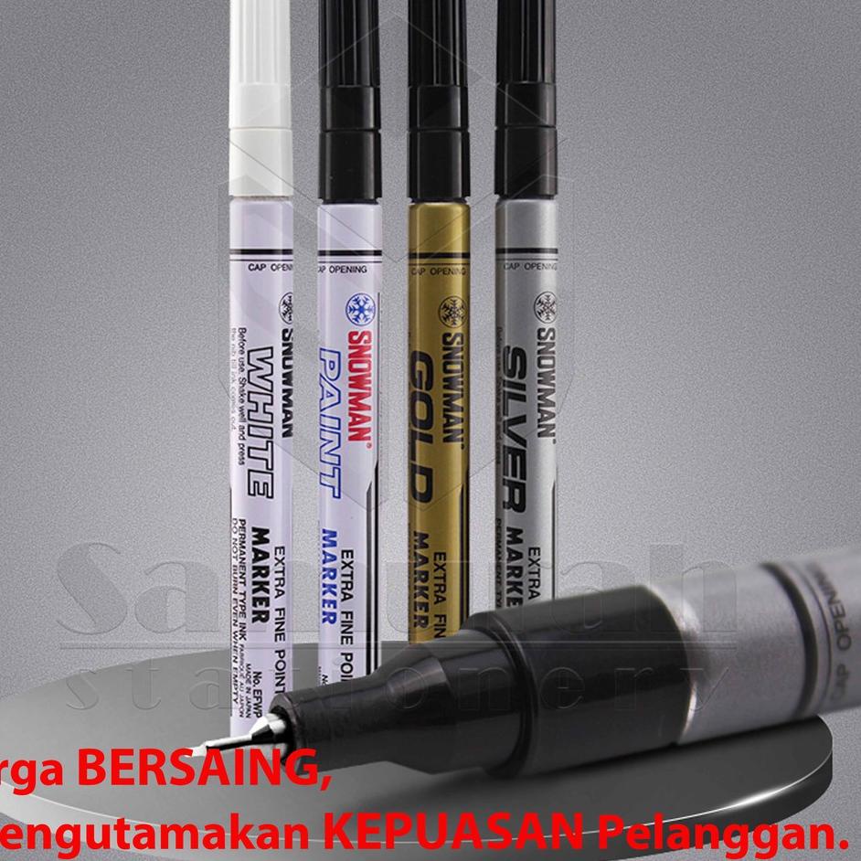 

65 Spidol Paint Marker Snowman Permanent Fine (F) / Extra Fine (EF) Warna Emas - Perak - Putih - Hit