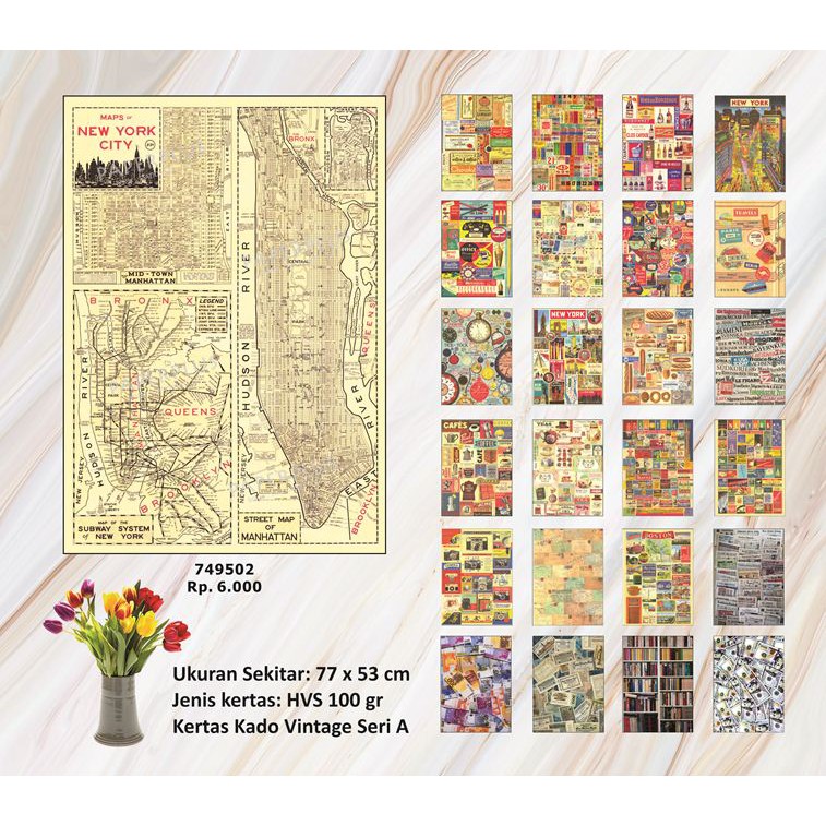 

Kertas Kado Besar Vintage Map of New York City_Seri A