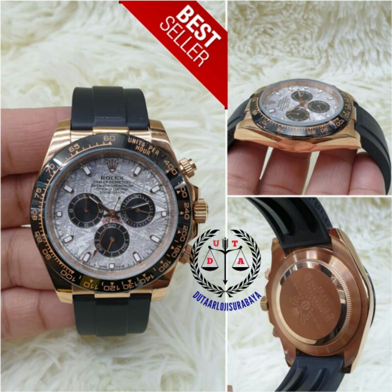 JAM TANGAN PRIA ROLEX DAYTONA CRONO TALI RUBBER KUALITAS ORIGINAL