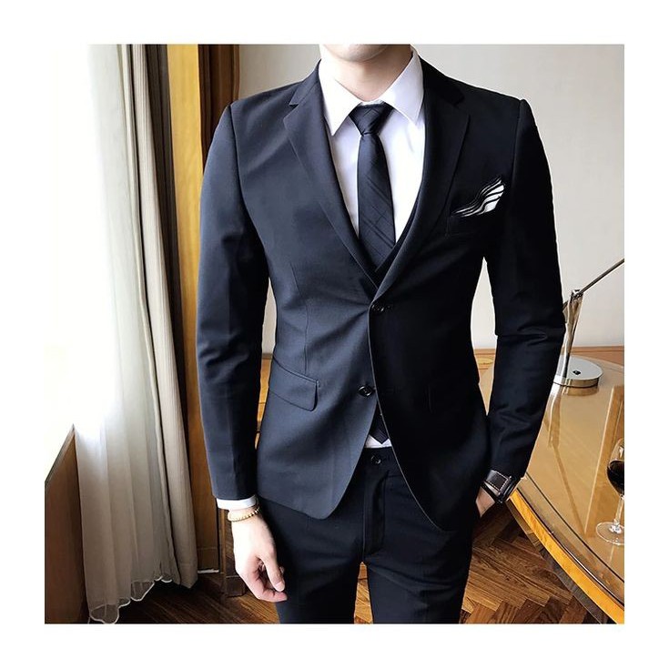 SETELAN JAS PRIA RESMI FORMAL KANTOR WARNA HITAM JACK FULL BLACK STYLE 3IN1 ORIGINAL NIKAYU