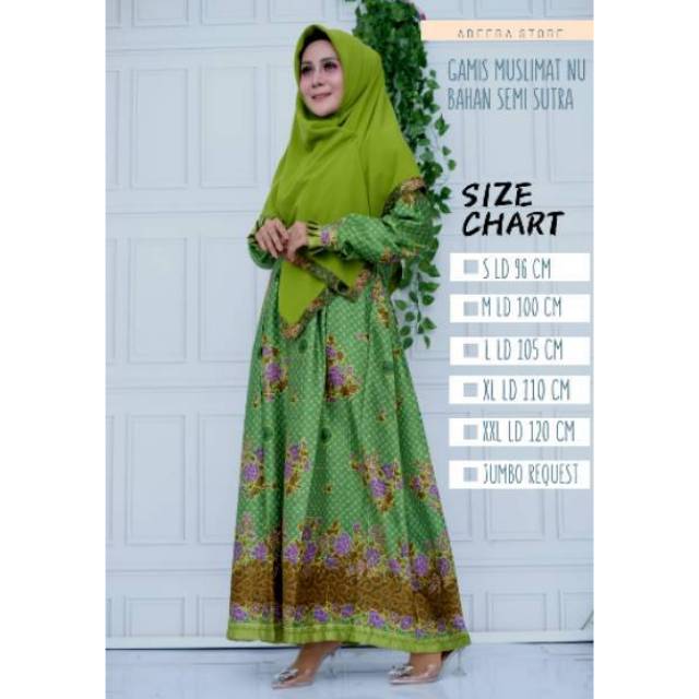 TERMURAH GAMIS MUSLIMAT NU (HIJAU MUDA)