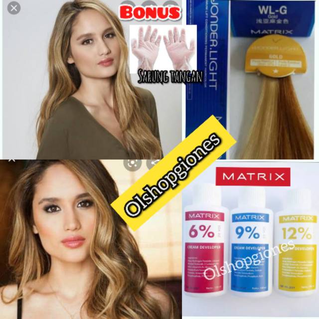 Matrix Wonderlight Gold WL-G cat rambut tanpa bleaching + Oxydant campuran 100ml