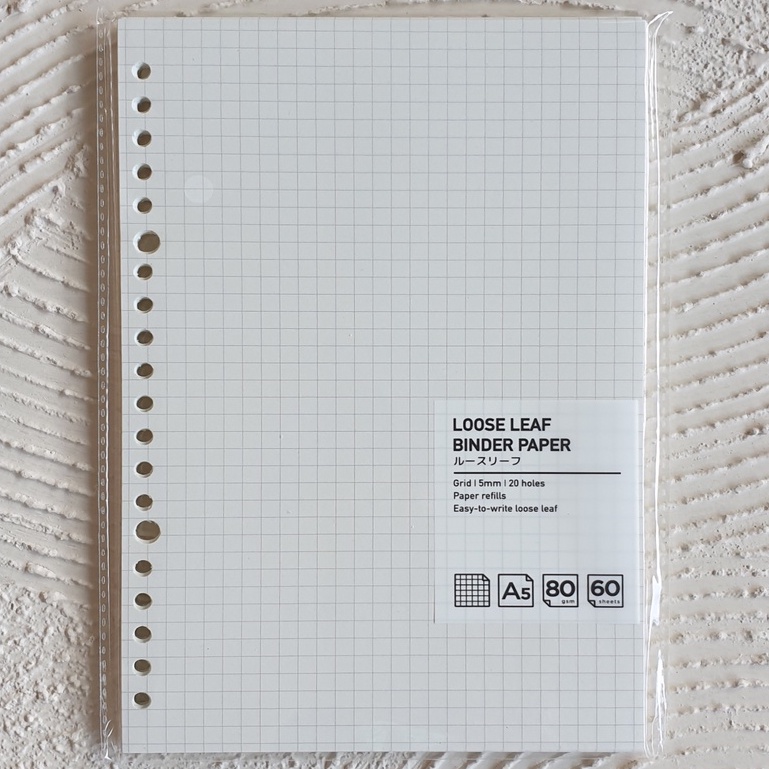 Loose Leaf Binder Paper A5 Grid Dotted Ruled - Kertas Loose Leaf Motif Garis Panmomo 80 gsm Isi 60 lembar