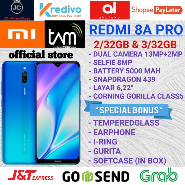 REDMI 8A PRO RAM 3/32GB & 2/32 GARANSI RESMI TAM XIAOMI