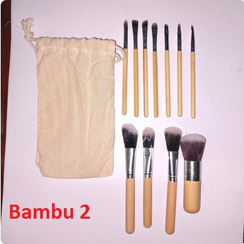 Kuas Bambu Make Up Bamboo Brush Kuas Makeup Set 11pcs