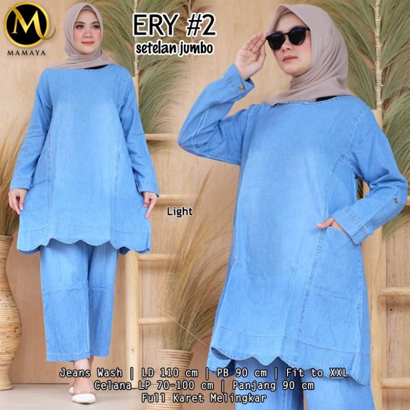 Ery #2 setelan jumbo / setelan jeans kulot tunik / one set jins